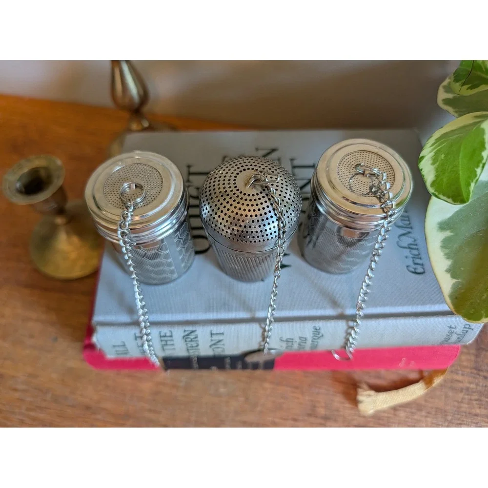 Vintage Joie Stainless Steel Tea Infuser Set Honeycomb Mesh Loose Leaf 3 Piece